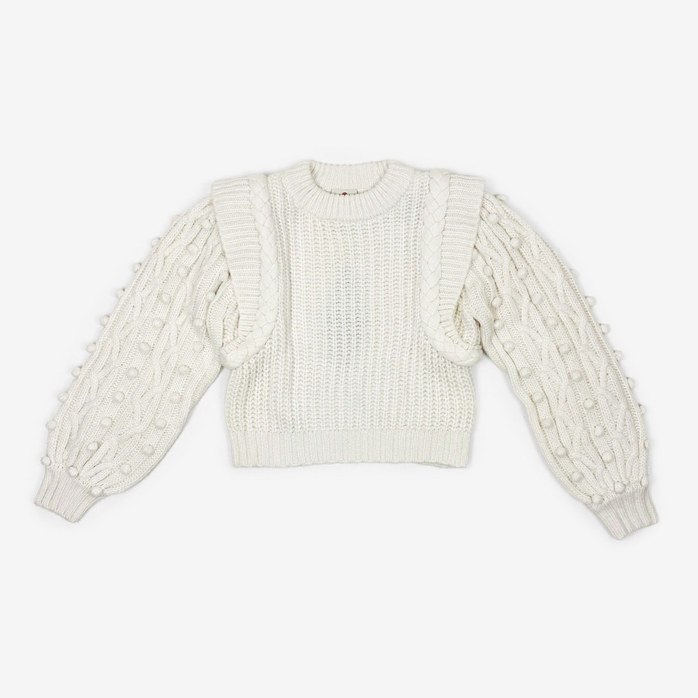 Farm Rio Braided Sweater Size S Off-White Cream